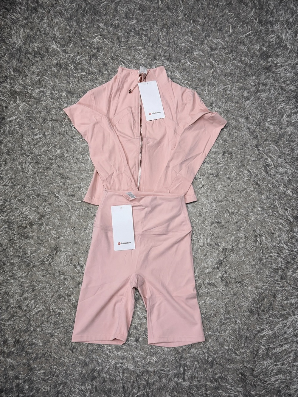 Lululemon Strawberry Milk Cropped Nulu Jacket & Shorts Set